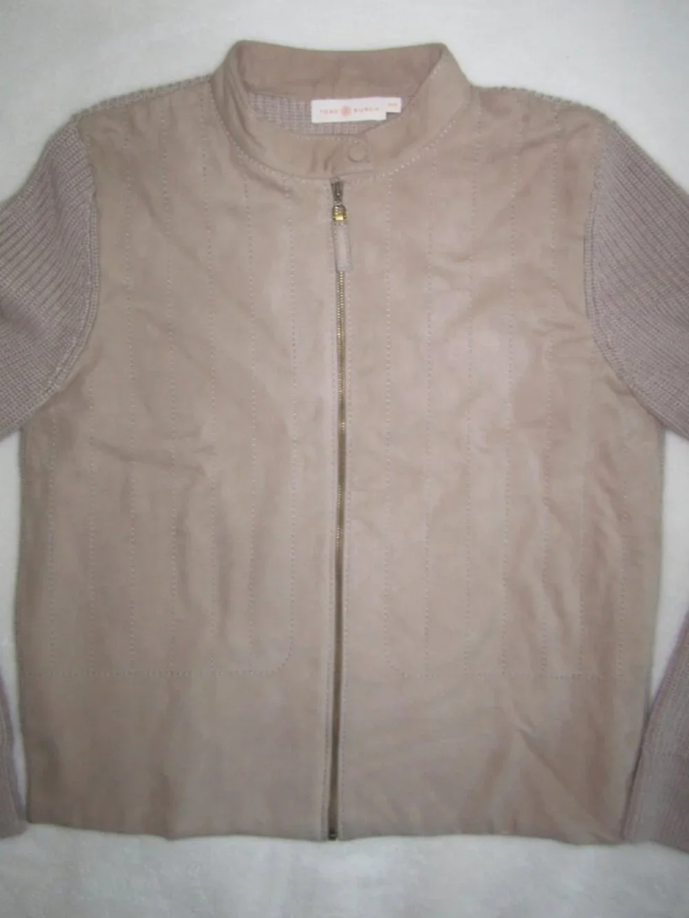 TORY BURCH Suede Front Merino Wool Cardigan Sweater Jacket Women's Medium